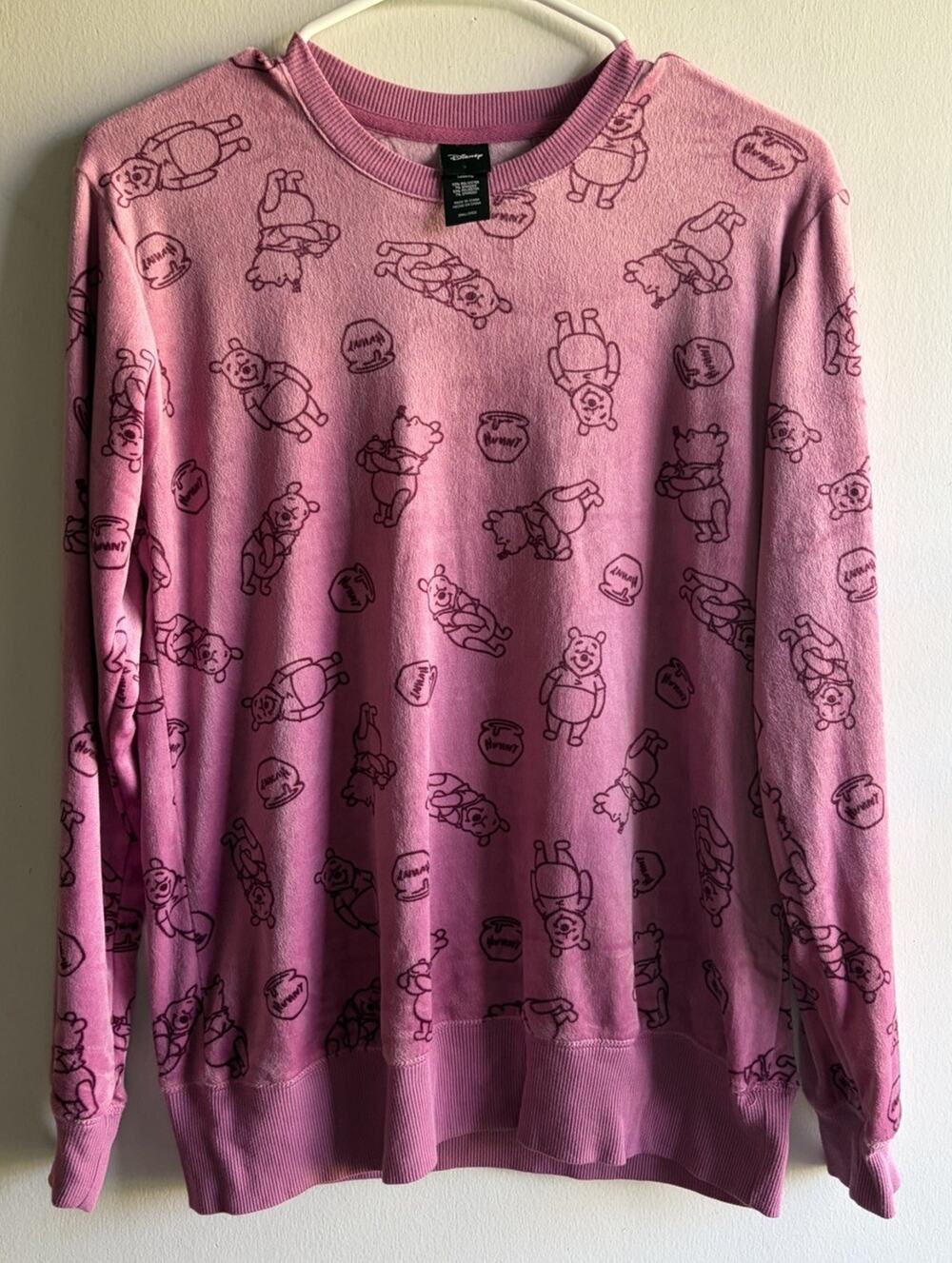 Disney Winnie The Pooh Super Soft Fleece Sweatshirt Womens Small Pink Hunny Pot